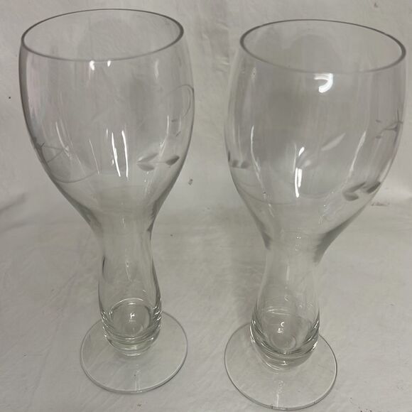Etched Stemware Hand Blown Cocktail Glasses Set Of 2 Included Bar Accessories - Picture 6 of 6